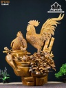 Tượng Gia Đình Gà Gỗ Bách Xanh Cao 72 Ngang 60 Sâu 42 (cm)