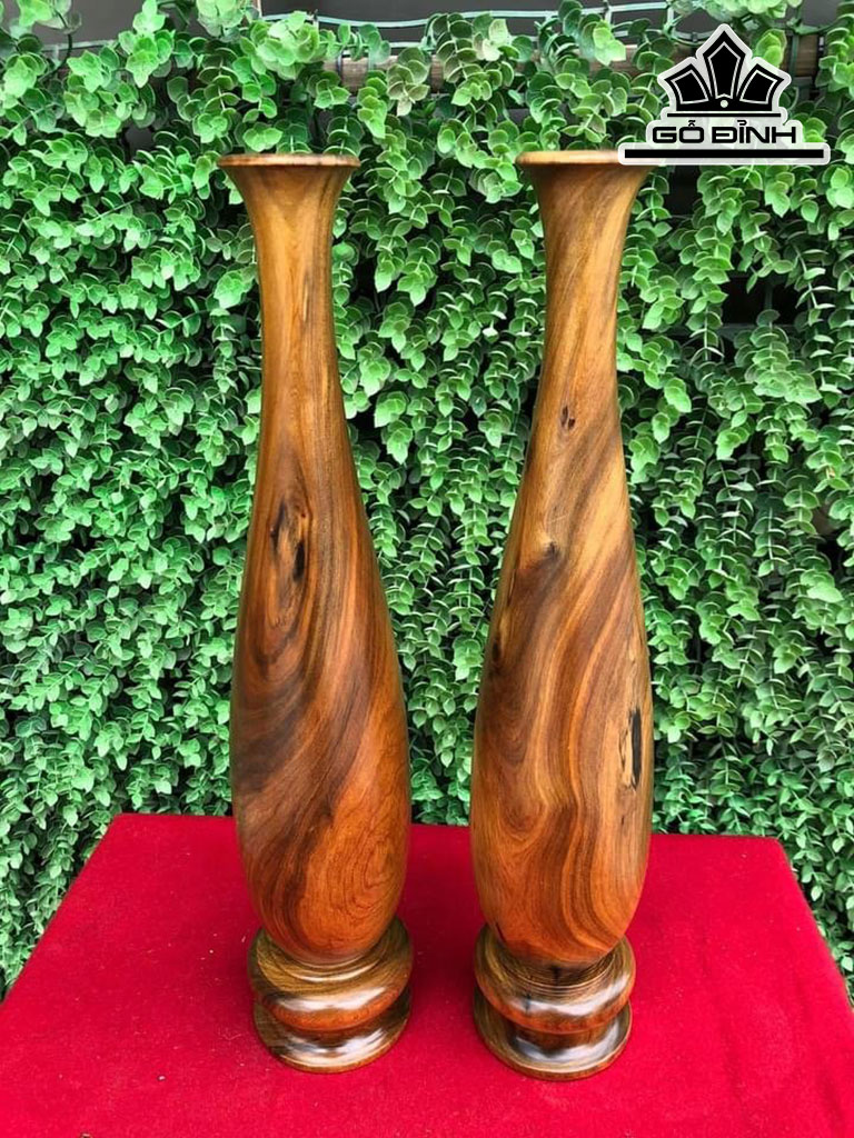 Bình Tỳ Bà Gỗ Bách Xanh Cao 35,5 Đường Kính 7 (cm)