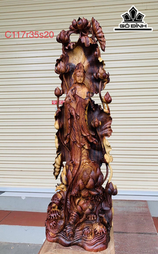 Tượng Phật Tổ Gỗ Cẩm Cao 117 Ngang 35 Sâu 20 (cm)