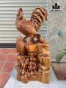 Tượng Gà Trống Phong Thủy Gỗ Ngọc Am Cao 88 Ngang 43 Sâu 25 (cm)