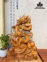 Tượng Nhất Long Vờn Ngọc Gỗ Hương Cao 83 Ngang 55 Sâu 20 (cm)
