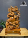 Tượng Nhất Long Nhả Ngọc Gỗ Ngọc Am Cao 85 Ngang 53 Sâu 20 (cm)