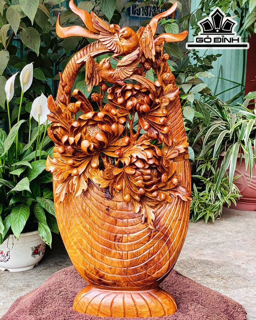 Giỏ Hoa Cúc Gỗ Hương Cao 66 Ngang 30 Sâu 10 (cm)