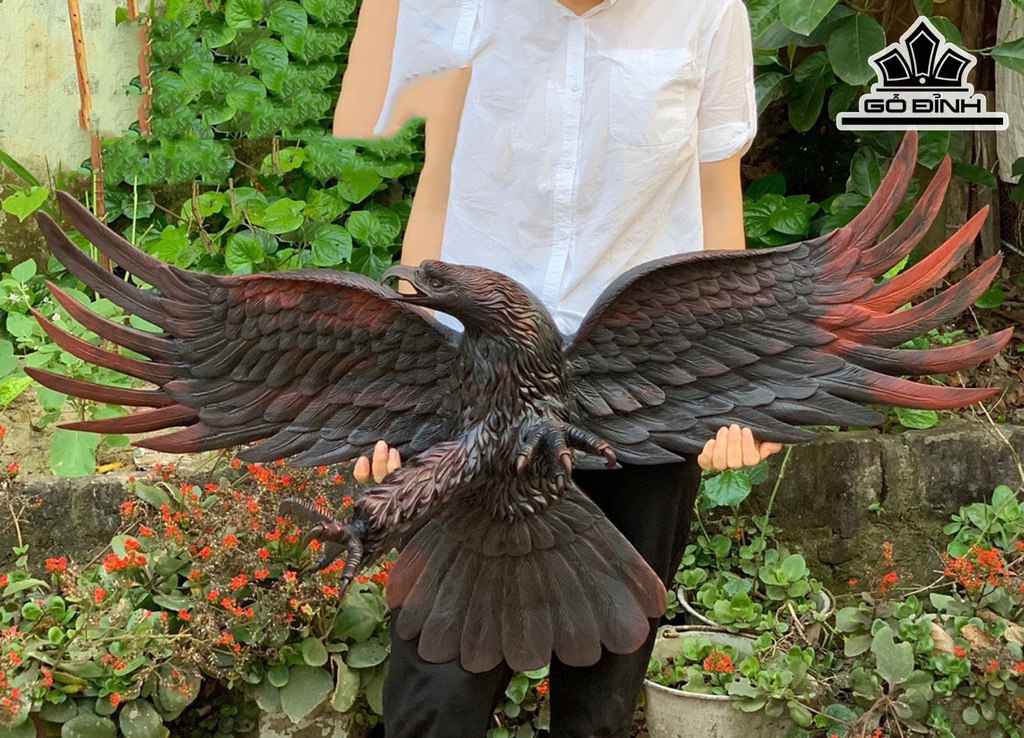 Tượng Đại Bàng Gỗ Trắc Cao 54 Ngang 123 Sâu 28 (cm)