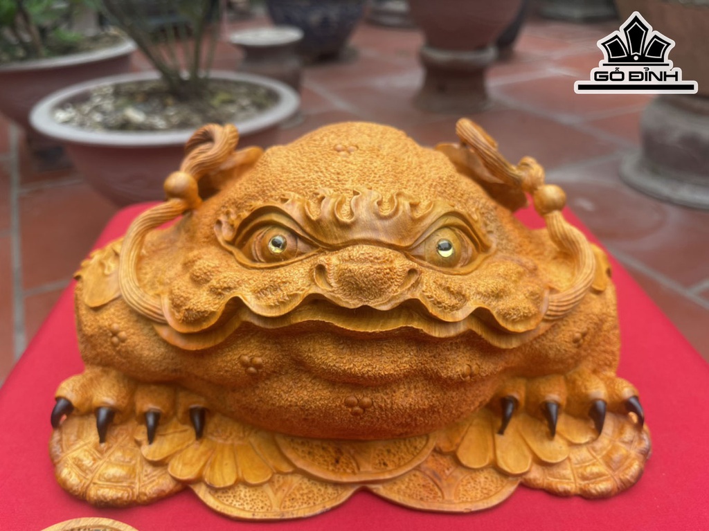 Tượng Thiềm Thừ Gỗ Hương Cao 12 Ngang 26 Sâu 26 (cm)