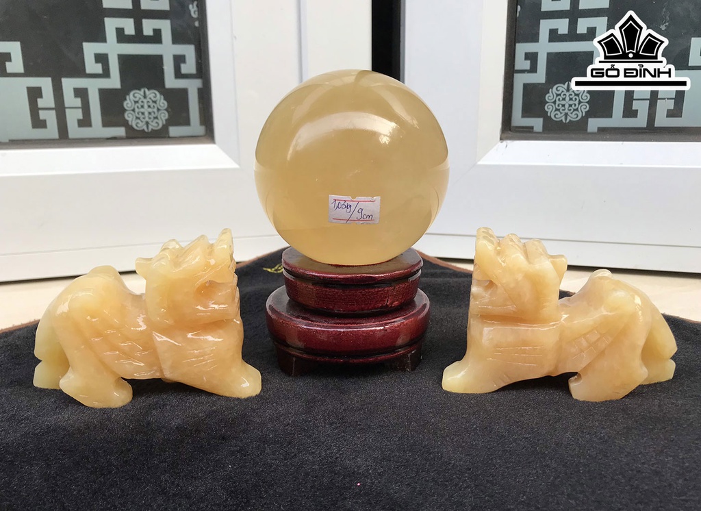 [Combo Tài Lộc Viên Mãn] Đôi Thiên Lộc Đá Ngọc Hoàng Long Cao 10,5 Ngang 7 Sâu 3,5 (cm) 1,03kg