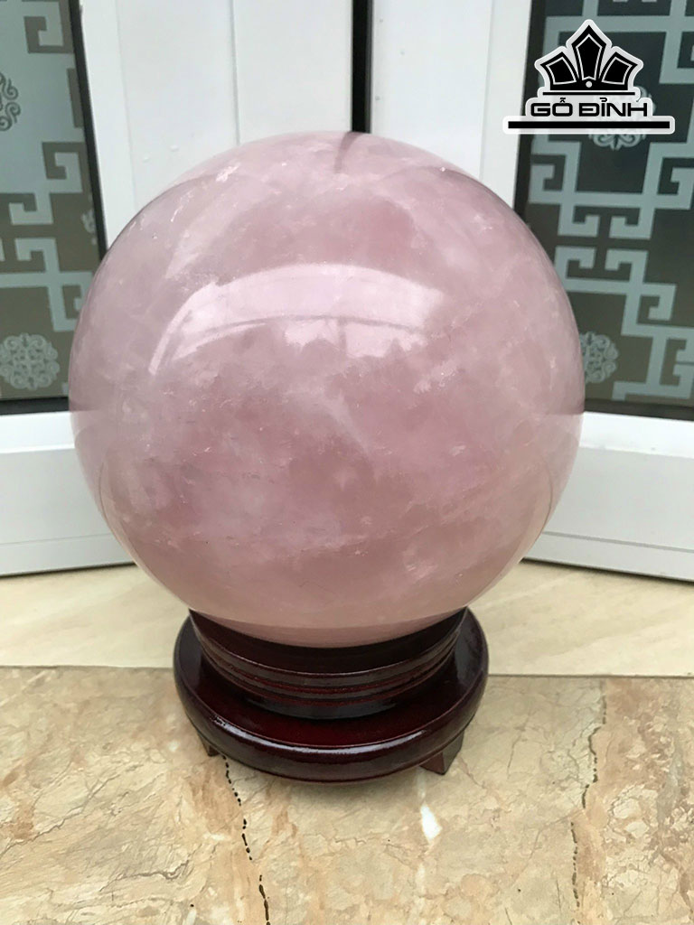 Bi Cầu Đá Thạch Anh Hồng Đường Kính 18 (cm) 8,39kg