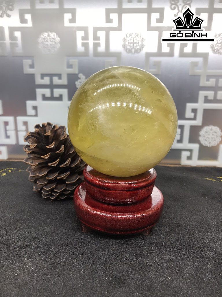 Bi Cầu Đá Thạch Anh Vàng Đường Kính 9,3 (cm) 1kg