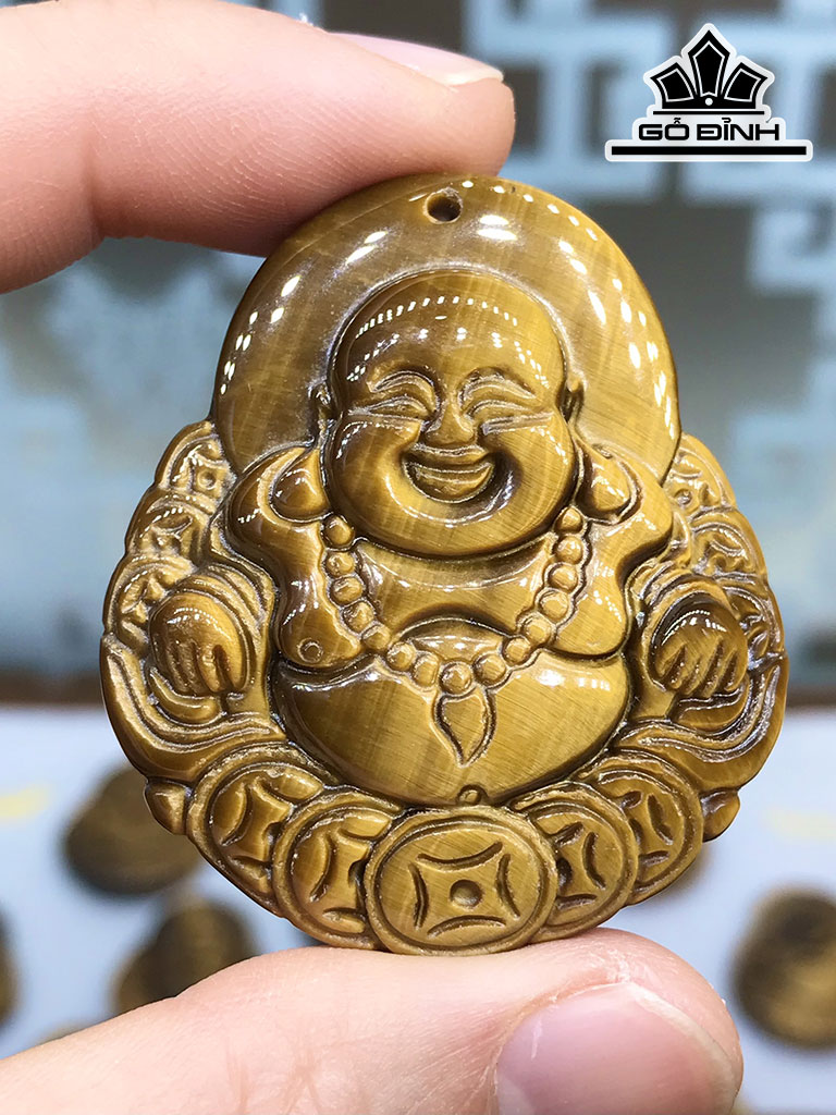 Tác phẩm Di Lặc Đá Mắt Hổ Cao 42,5 Ngang 37,3 Sâu 9,6 (mm) 50,16gr