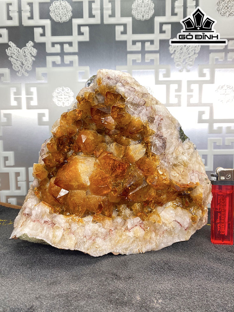 Tinh Thể Đá Thạch Anh Vàng Cao 20 Ngang 22 Sâu 9,5 (cm) 4kg