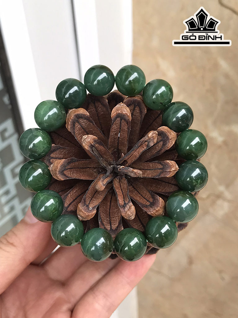 Vòng Tay Đá Nerphrite Đường Kính Hạt 12 (mm)