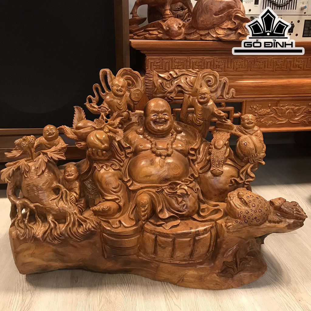 Tượng Phật Di Lặc Ngũ Phúc Gỗ Hương Cao 51 Ngang 72 Sâu 40 (cm)