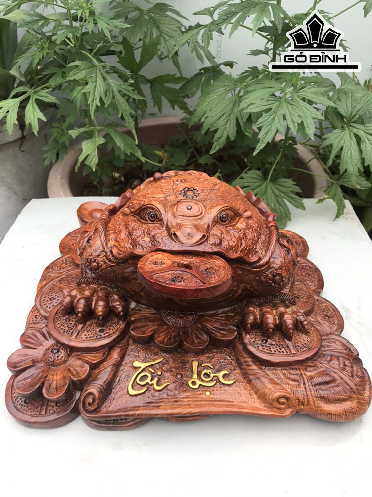 Tượng Thiềm Thừ Gỗ Cẩm Cao 15 Ngang 33 Sâu 33 (cm)