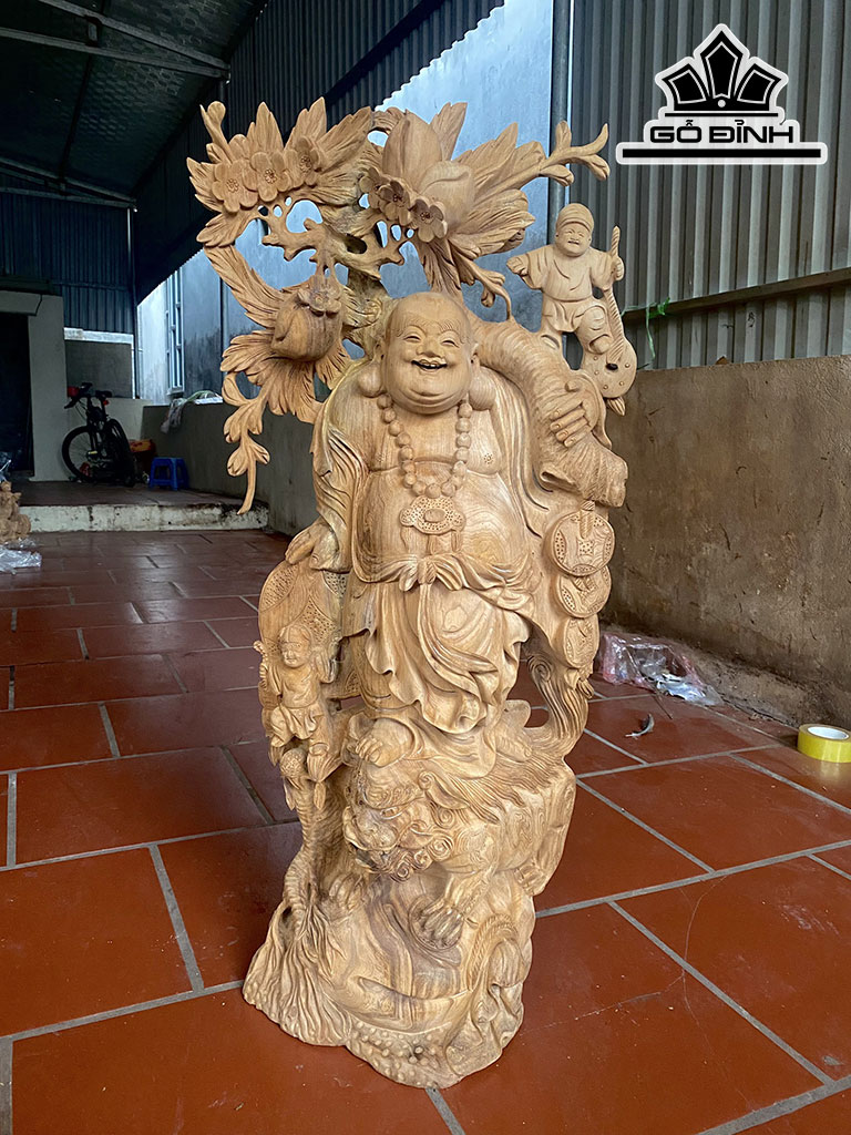 Tượng Phật Di Lặc Gỗ Ngọc Am Cao 100 Ngang 45 Sâu 23 (cm)