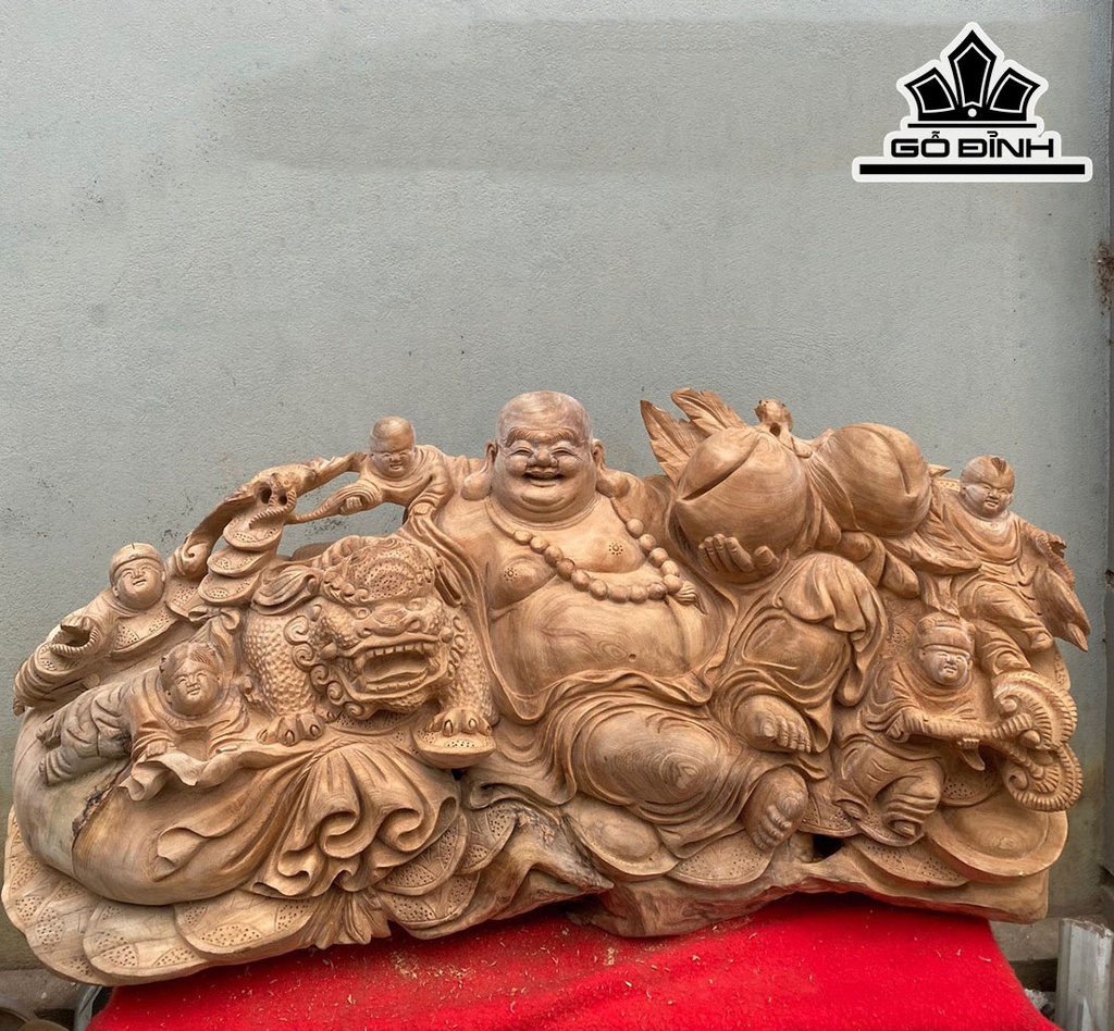 Tượng Phật Di Lặc Gỗ Ngọc Am Cao 42 Ngang 93 Sâu 33 (cm)