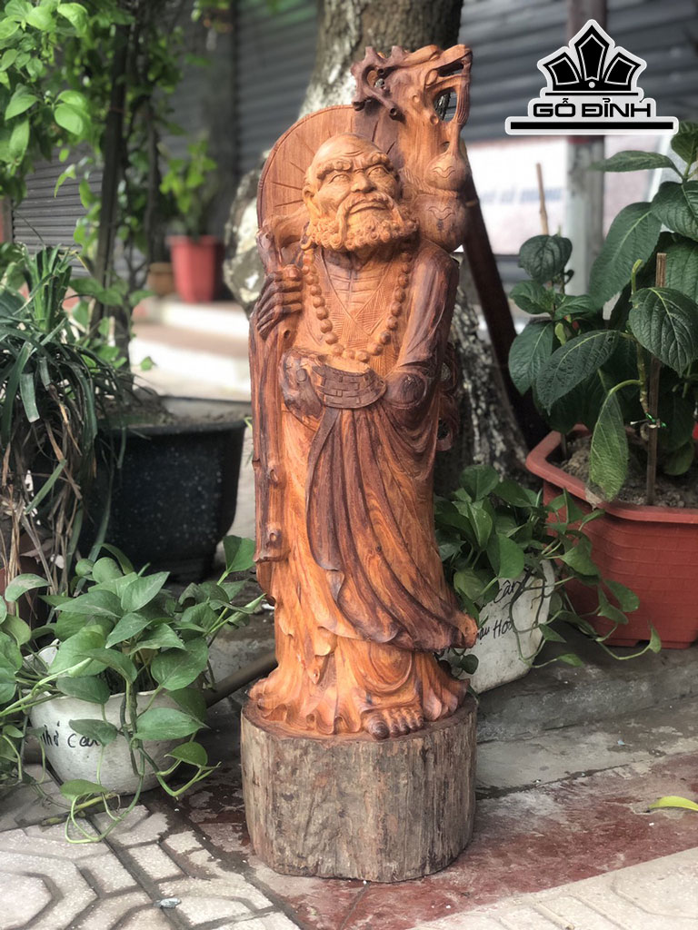 Tượng Đạt Ma Sư Tổ Gỗ Cẩm Cao 81 Ngang 25 Sâu 23 (cm)