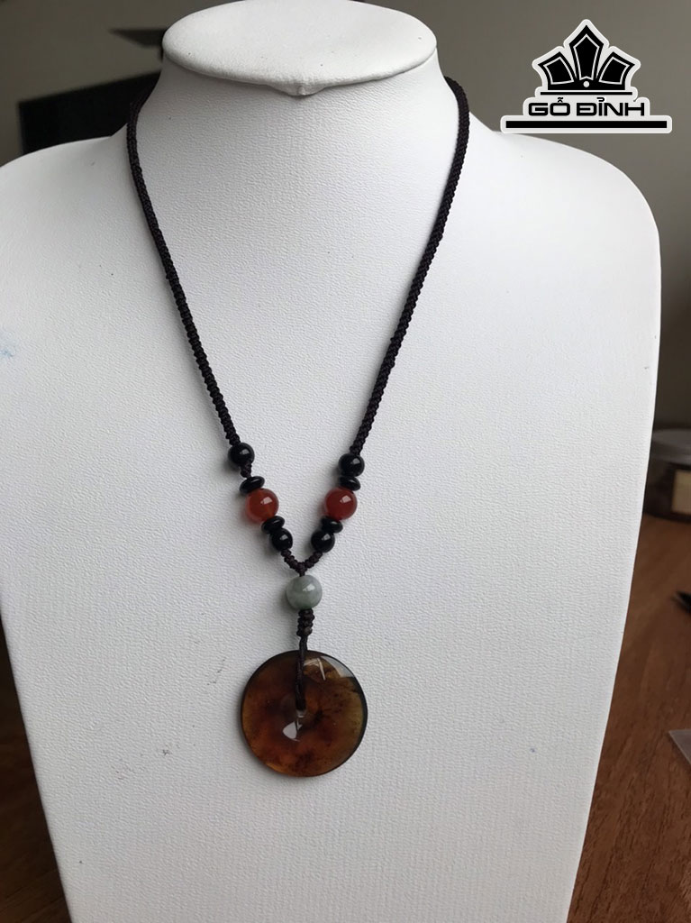 Mặt Dây Chuyền Đồng Điếu Đá Hổ Phách