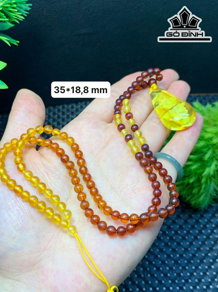 Mặt Dây Chuyền Đá Hổ Phách Đường Kính 4,3 (mm)