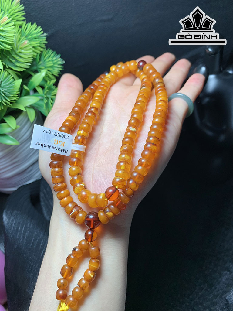 Vòng Tay Đá Hổ Phách Đường Kính Hạt 7 (mm)