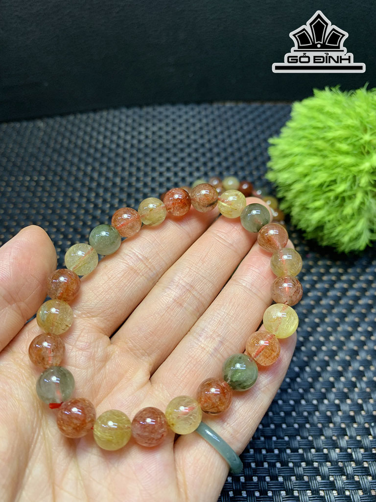 Vòng Tay Đá Thạch Anh Tóc Đa Sắc Đường Kính 8,7 (mm)