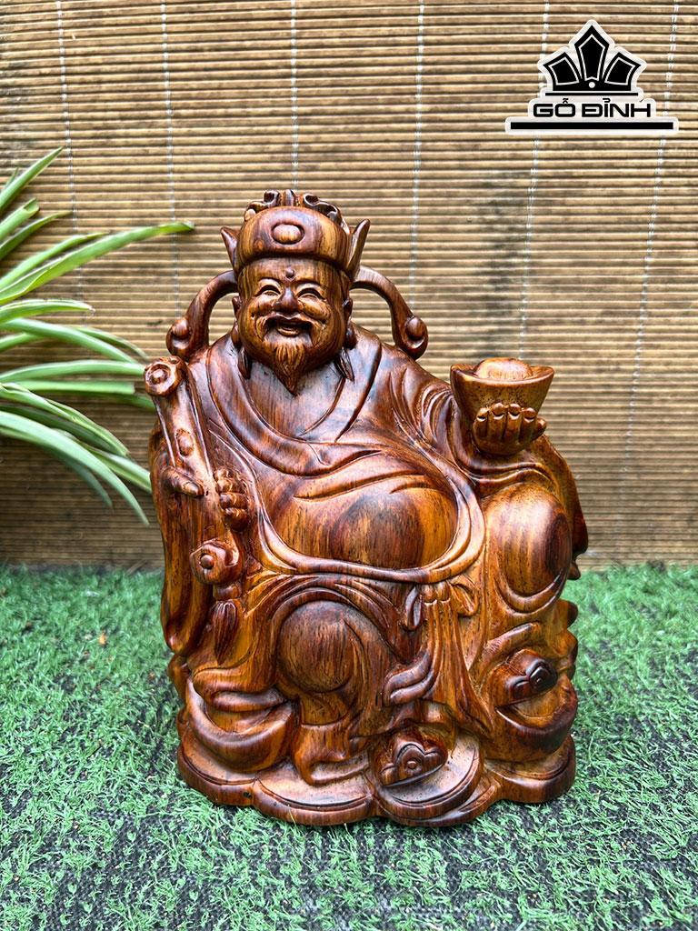 Tượng Thần Tài Gỗ Sưa Cao 18 Ngang 14 Sâu 7 (cm)