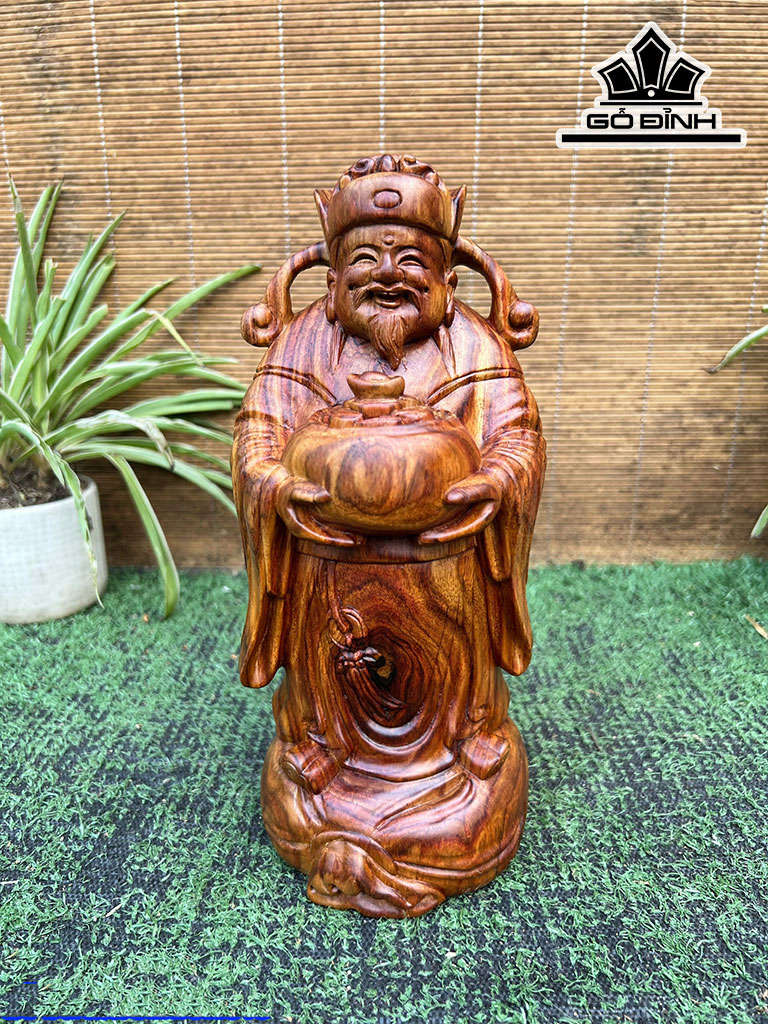 Tượng Thần Tài Gỗ Sưa Cao 23 Ngang 10 Sâu 9,5 (cm)