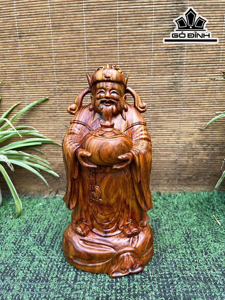 Tượng Thần Tài Gỗ Sưa Cao 24 Ngang 12 Sâu 10 (cm)