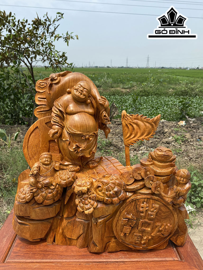 Tượng Phật Di Lặc Gỗ Cẩm Cao 50 Ngang 52 Sâu 28 (cm)