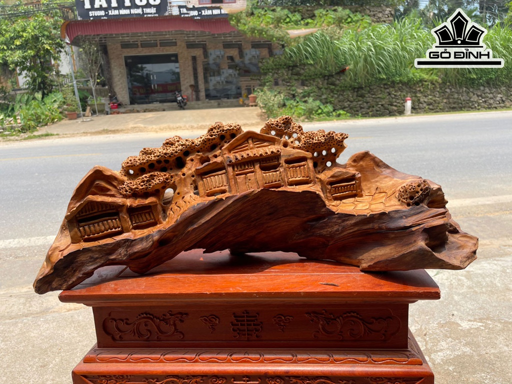 Tượng Tiểu Cảnh Gỗ Ngọc Am Cao 70 Ngang 26 Sâu 19 (cm)