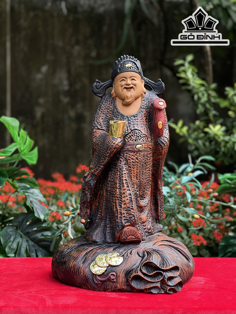 Tượng Thần Tài Gỗ Hương Cao 58 Ngang 36 Sâu 26 (cm)