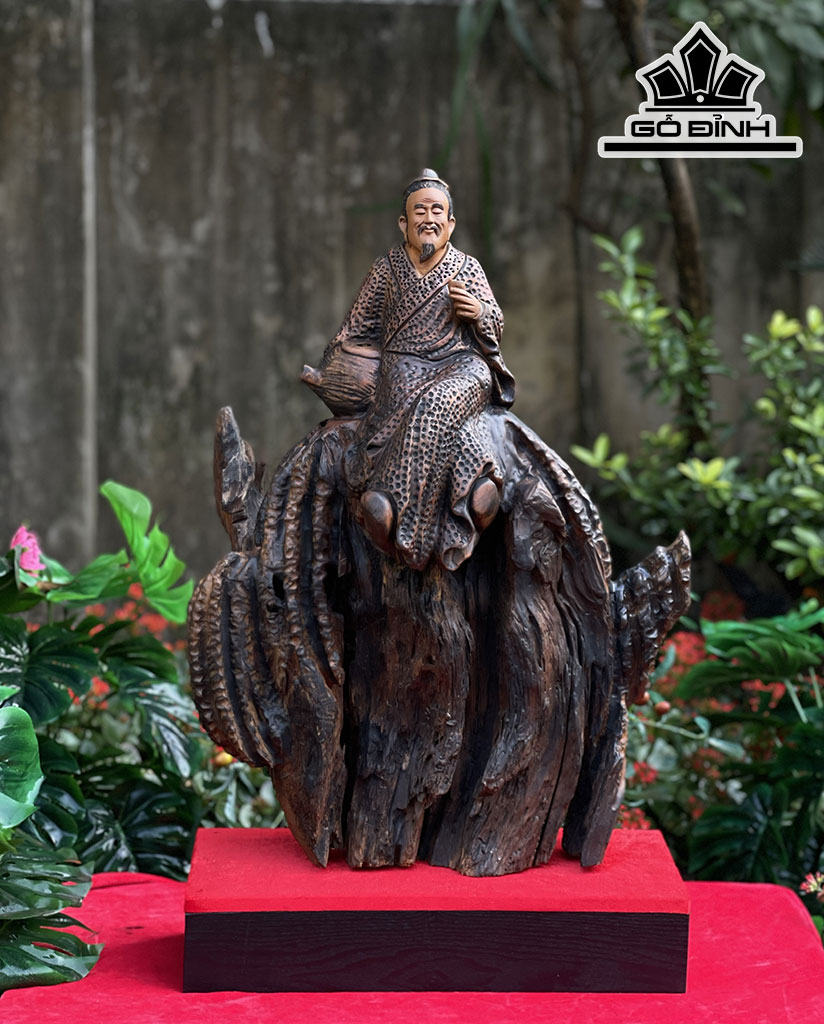 Tượng Thần Trà Gỗ Bách Xanh Cao 66 Ngang 50 Sâu 23 (cm)