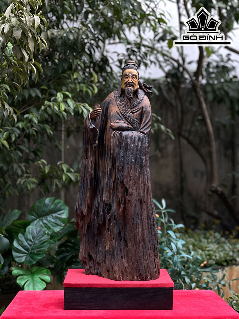Tượng Thần Trà Gỗ Bách Xanh Cao 76 Ngang 28 Sâu 18 (cm)