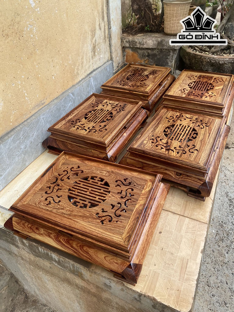 Khay Trà Gỗ Cẩm Lai Cao 15 Dài 48 Ngang 38