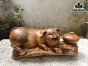 Tượng Heo Gỗ Bách Xanh Cao 28 Ngang 62 Sâu 23 (cm)