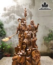 Tượng Tam Anh Gỗ Bách Xanh Cao 100 Ngang 52 Sâu 43 (cm)