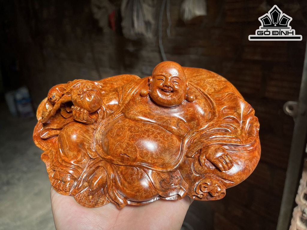 Tượng Phật Di Lặc Gỗ Nu Hương Cao 5 Ngang 20 (cm)
