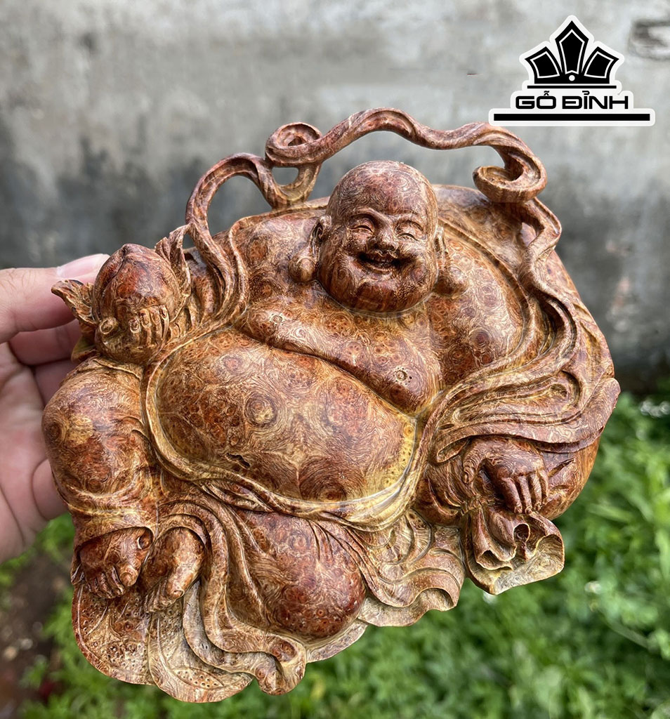Tượng Phật Di Lặc Gỗ Nu Hương Cao 5,5 Ngang 15 (cm)