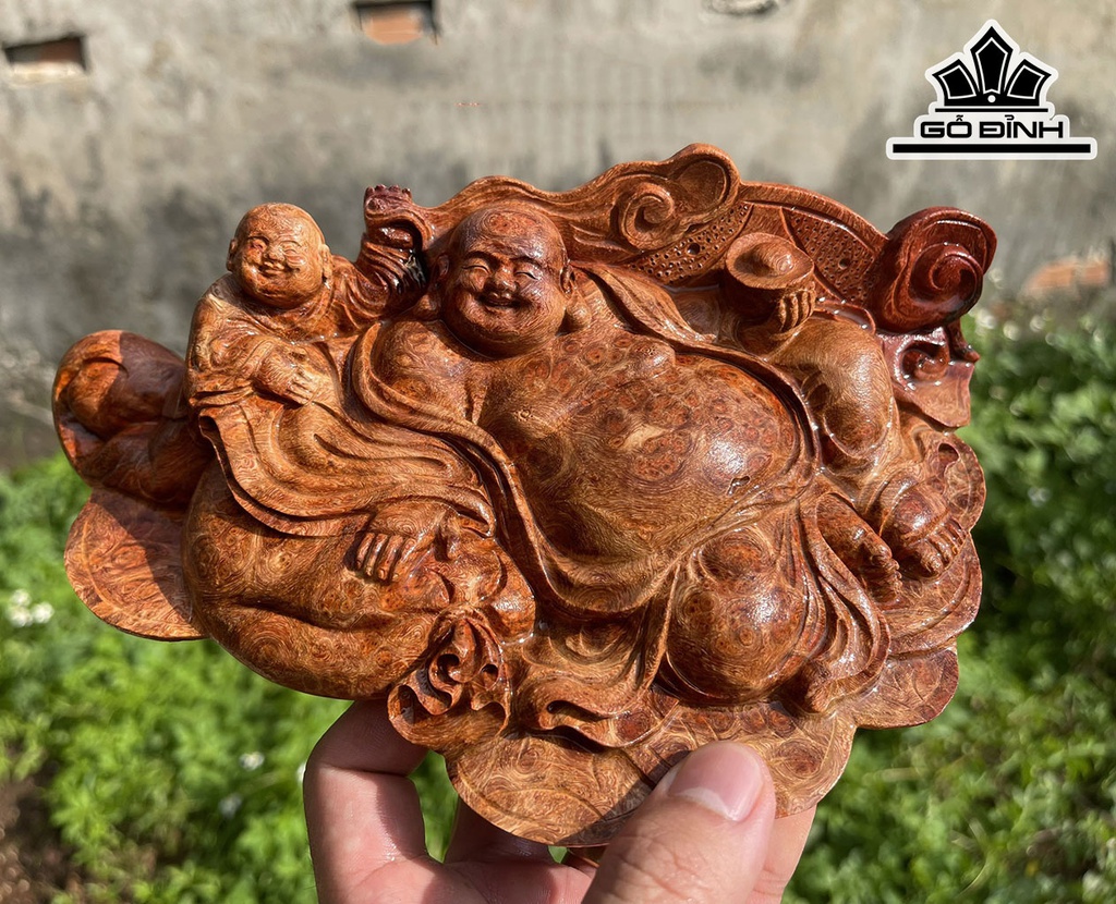 Tượng Phật Di Lặc Gỗ Nu Hương Cao 6 Ngang 21 (cm)