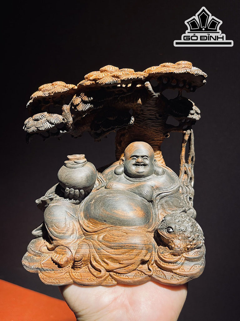 Tượng Phật Di Lặc Gỗ Trắc Ngang 14 Cao 13 Sâu 10 (cm)