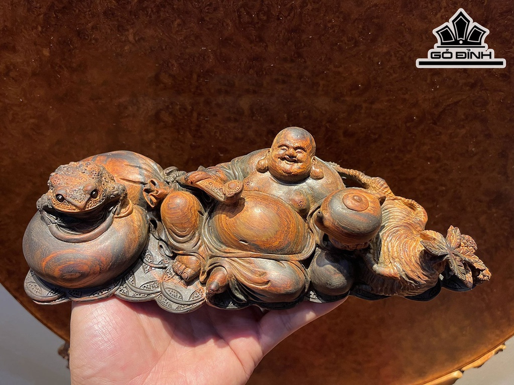 Tượng Phật Di Lặc Gỗ Trắc Ngang 25 Cao 9 Sâu 6 (cm)