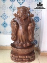 Tượng Thần Tài Gỗ Mun Đuôi Công Cao 105 Ngang 50 Sâu 28 (cm)