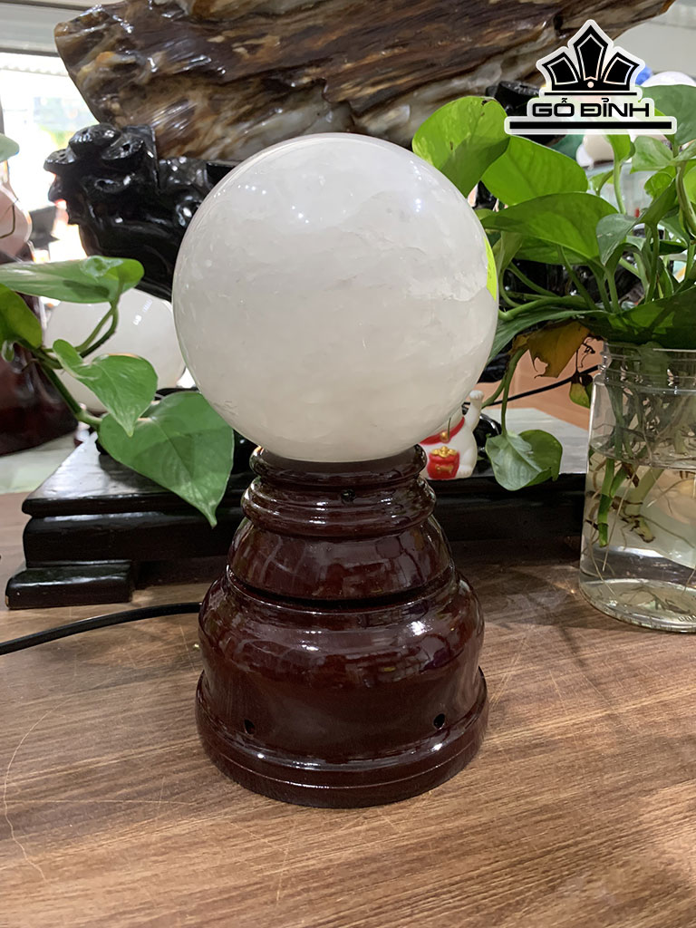 Bi Cầu Đá Thạch Anh Trắng Đường Kính 12 (cm) 2,9kg