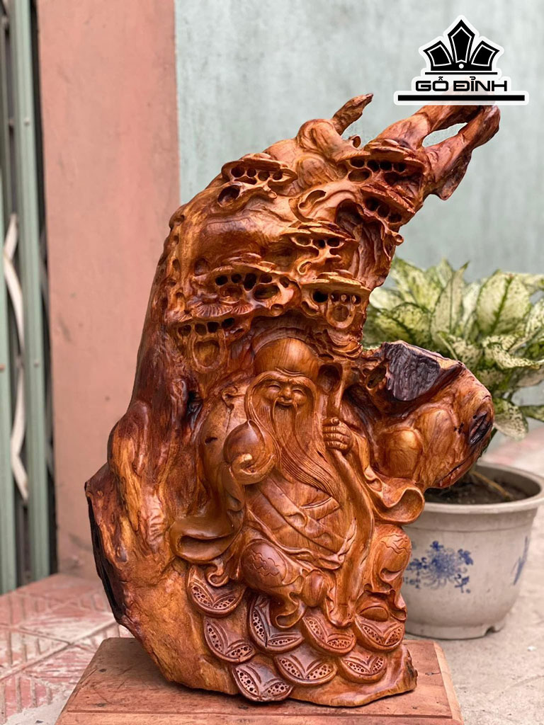 Tượng Ông Thọ Gỗ Cẩm Cao 56 Ngang 40 Sâu 25 (cm)