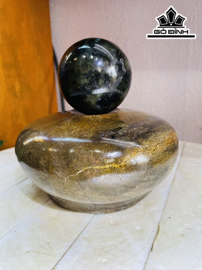 Bi cầu Đá Xà Cừ (Labradorite) Cao 16 Ngang 16 (cm) 3,2kg