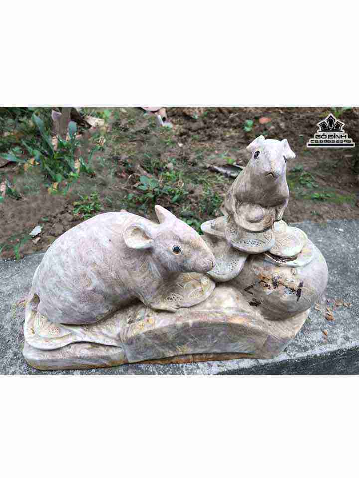 Tượng Chuột Phú Quý Gỗ Nu Nghiến  Cao 22 Rộng 31 Dày 12 (cm)