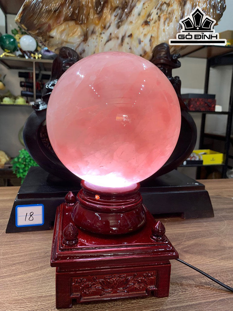 Bi Cầu Đá Thạch Anh Hồng Đường Kính 16 (cm) 6,4kg