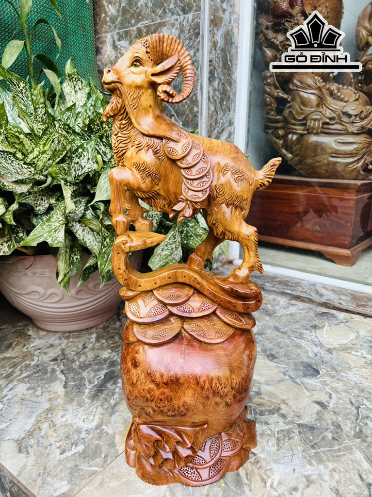 Tượng Nhất Dương Gỗ Nu Hương Cao 60 Ngang 22 Sâu 21 (cm)