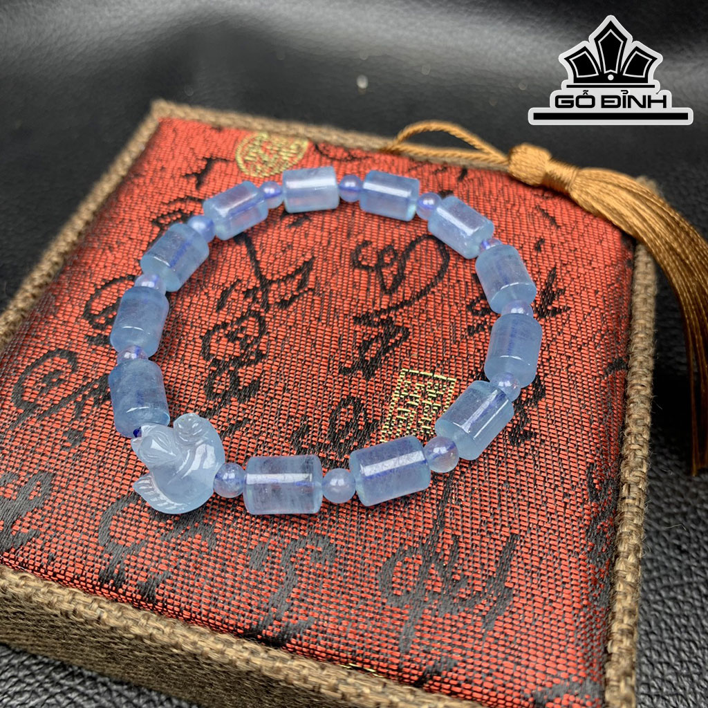 Vòng Tay Đá Aquamarine Đường Kính Hạt 7 (mm)