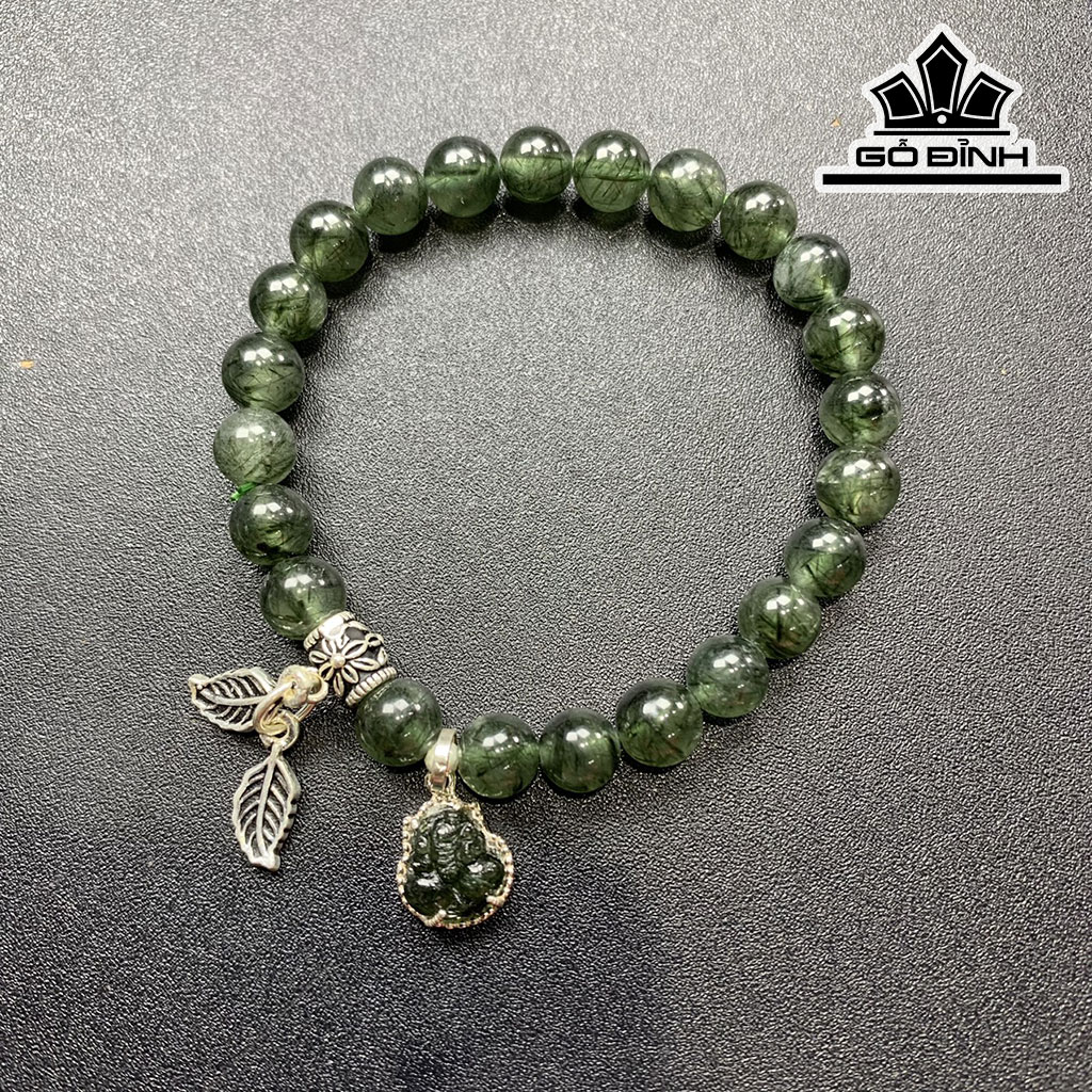 Vòng Tay Đá Thạch Anh Tóc Xanh Đường Kính Hạt 7,1 (mm)