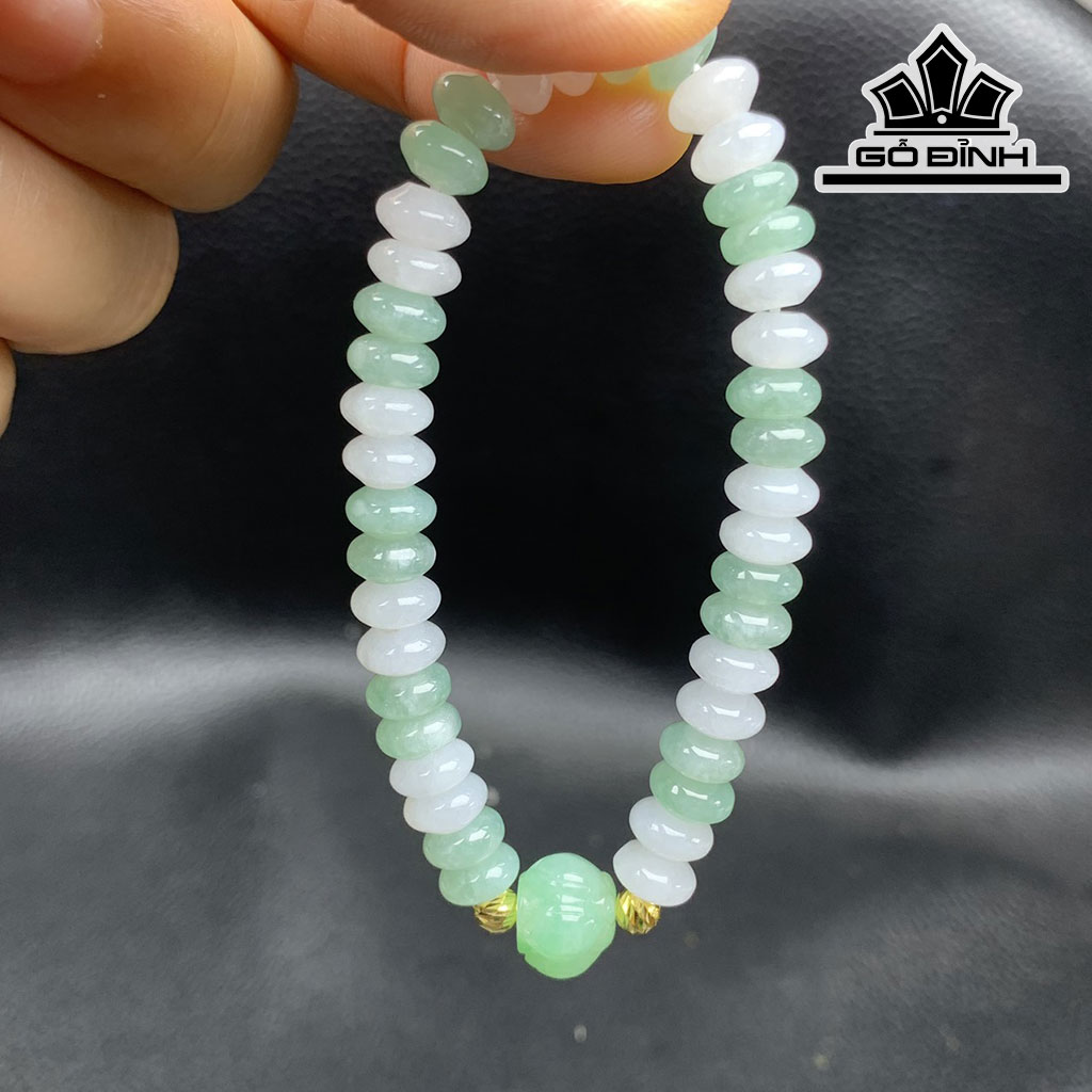 Vòng Tay Đồng Điếu Đá Cẩm Thạch (Jadeite) Đường Kính Hạt 7,5 (mm)